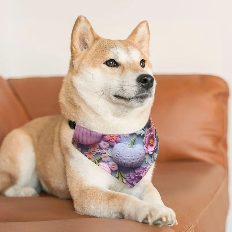 Floral Pumpkin Pet Bandana Collar, Fall Accessory, Dog Bandana, Pet Costume, Autumn Outfit, Gift for Dog Lovers The Aurora Touch