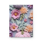 Floral Pumpkin Hardcover Journal, Fall 3D Pastel Custom Print Notebook The Aurora Touch