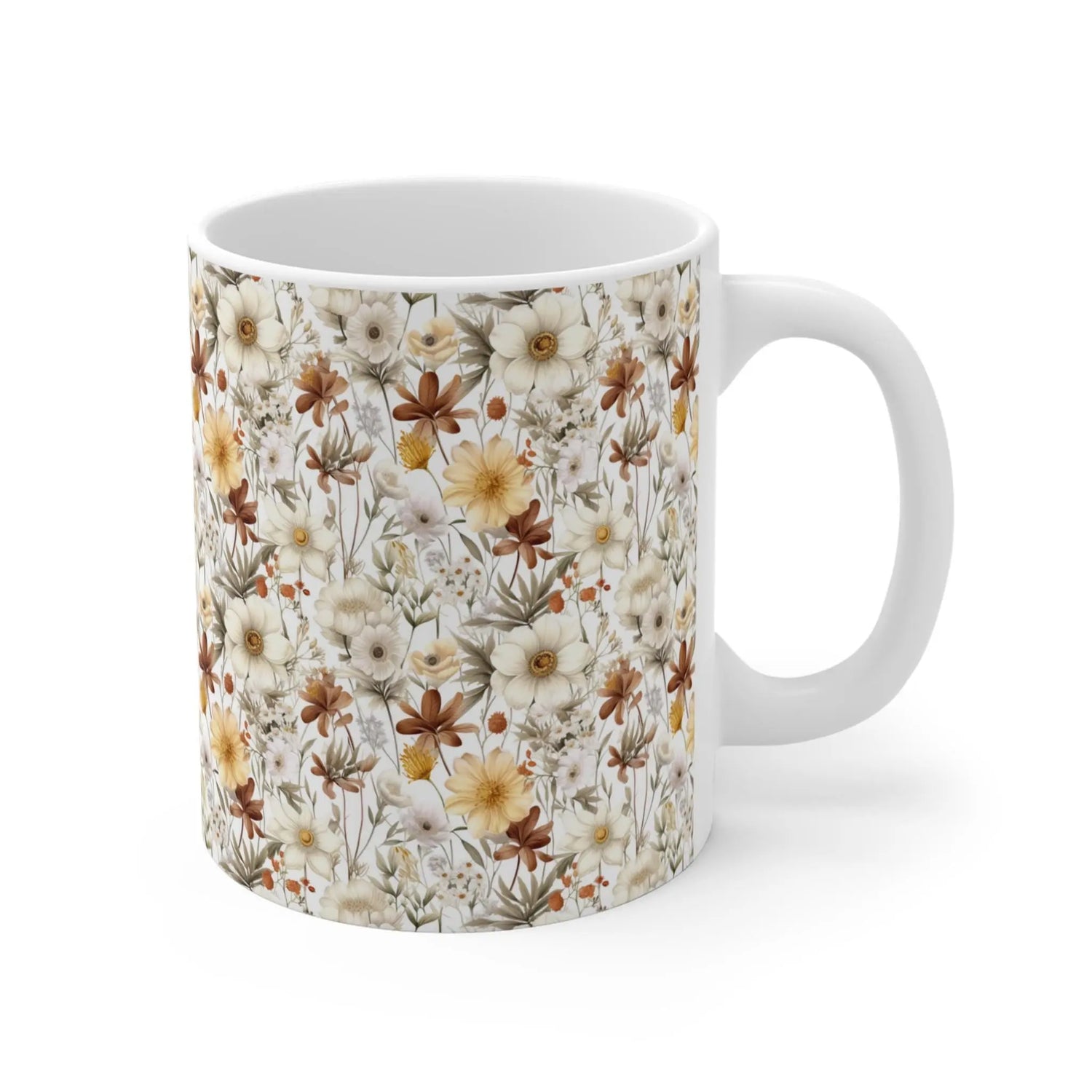 Floral Essence Mug 11oz | Nature Lover Gift, Boho Decor, Floral Mug, Garden Inspired Drinkware, Cozy Home Essentials The Aurora Touch