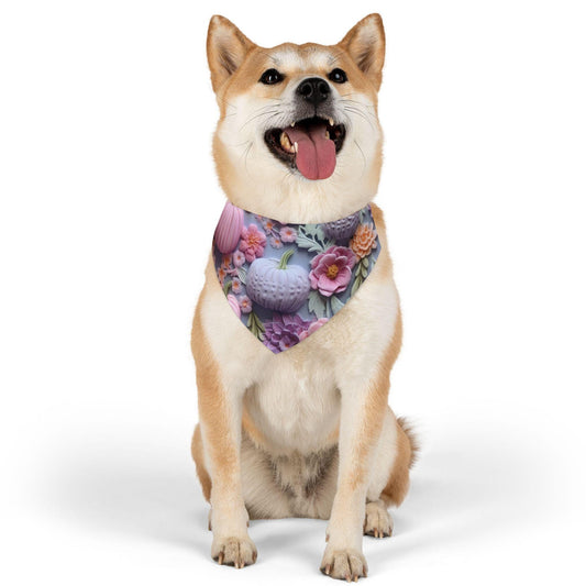 Floral Pumpkin Pet Bandana Collar, Fall Accessory, Dog Bandana, Pet Costume, Autumn Outfit, Gift for Dog Lovers