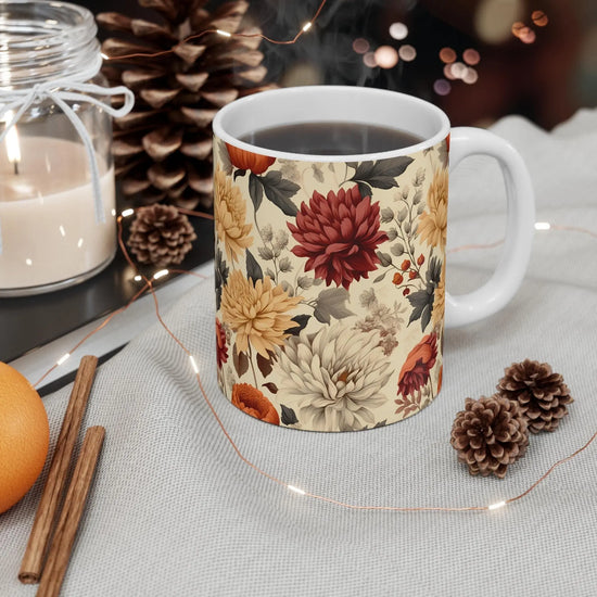 Bohemian Floral Mug, Cozy Drinkware for Home, Gift for Tea Lovers, Kitchen Decor, Floral Art for Birthdays, Housewarming The Aurora Touch