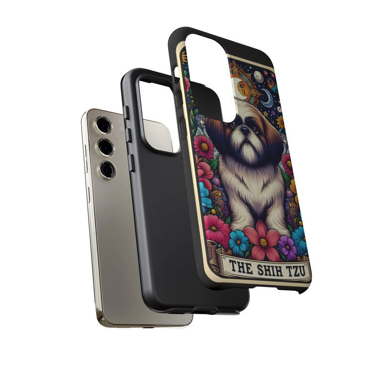 Shih Tzu Floral Portrait Phone Case | Tough Galaxy Hard Cover | Android Designer Case | Tarot Card Pet Art