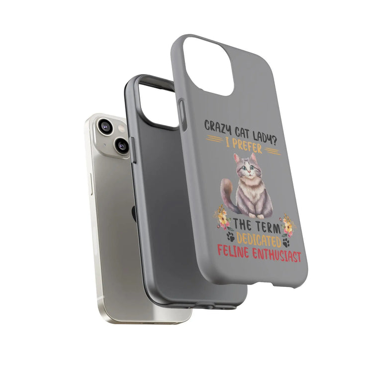 Tough Cases. Iphone 14 sturdy case, Iphone15 funny case, Sarcastic Crazy Cat Lady, Matte phone covers, cat lover gift