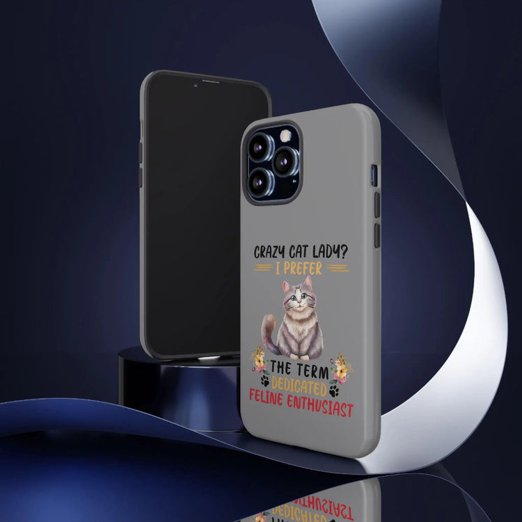 Tough Cases. Iphone 14 sturdy case, Iphone15 funny case, Sarcastic Crazy Cat Lady, Matte phone covers, cat lover gift