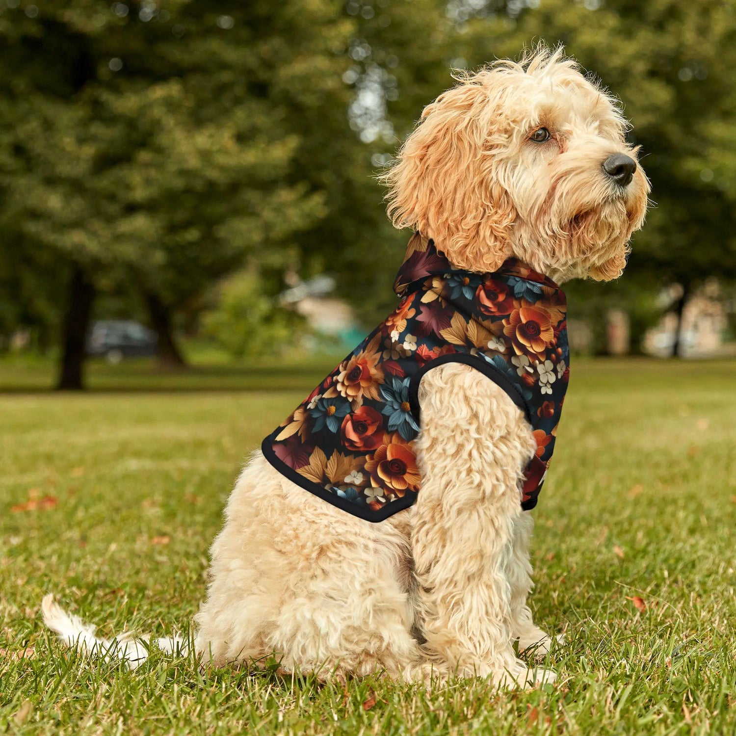 Fall Floral Pet Hoodie - Stylish Custom Design for Casual Walks, Travel, and Pet Lovers - Perfect Holiday Gift, Dog or Cat Owner Apparel The Aurora Touch