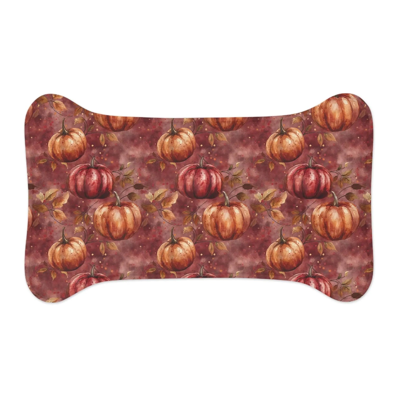 Pet Feeding Mats, Autumn Pumpkin CustomFall Burgundy Brown Print, Cat Dog Food Mat, Lavish Style Design, Pet Bowl Placemat, Pet Supplies SEO The Aurora Touch