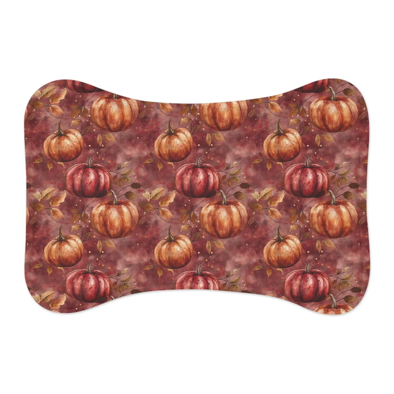 Pet Feeding Mats, Autumn Pumpkin CustomFall Burgundy Brown Print, Cat Dog Food Mat, Lavish Style Design, Pet Bowl Placemat, Pet Supplies SEO The Aurora Touch
