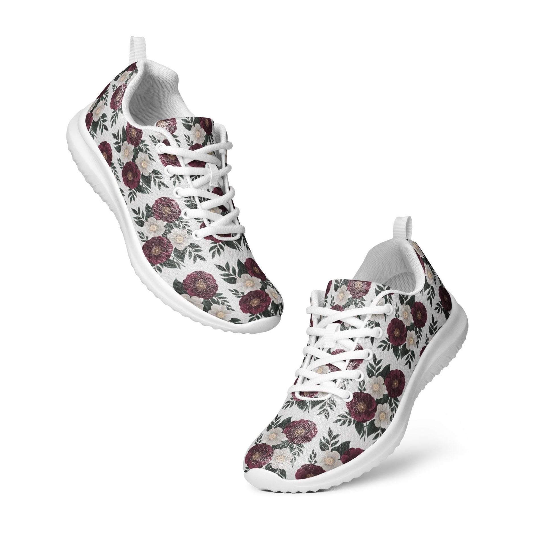 Women&#39;s Fall Floral All-Over Print Comfortable Athletic Shoes - Fashionable Casual & Workout Footwear