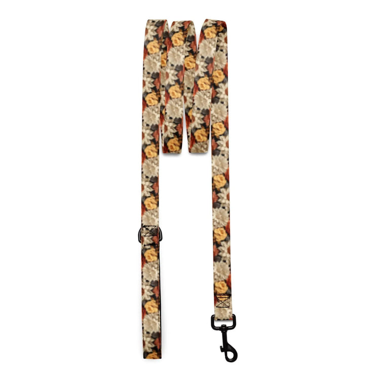 Fall colors Pet leash floral all over print pattern Autumn browns stylish classy walking shopping travel dog collar The Aurora Touch