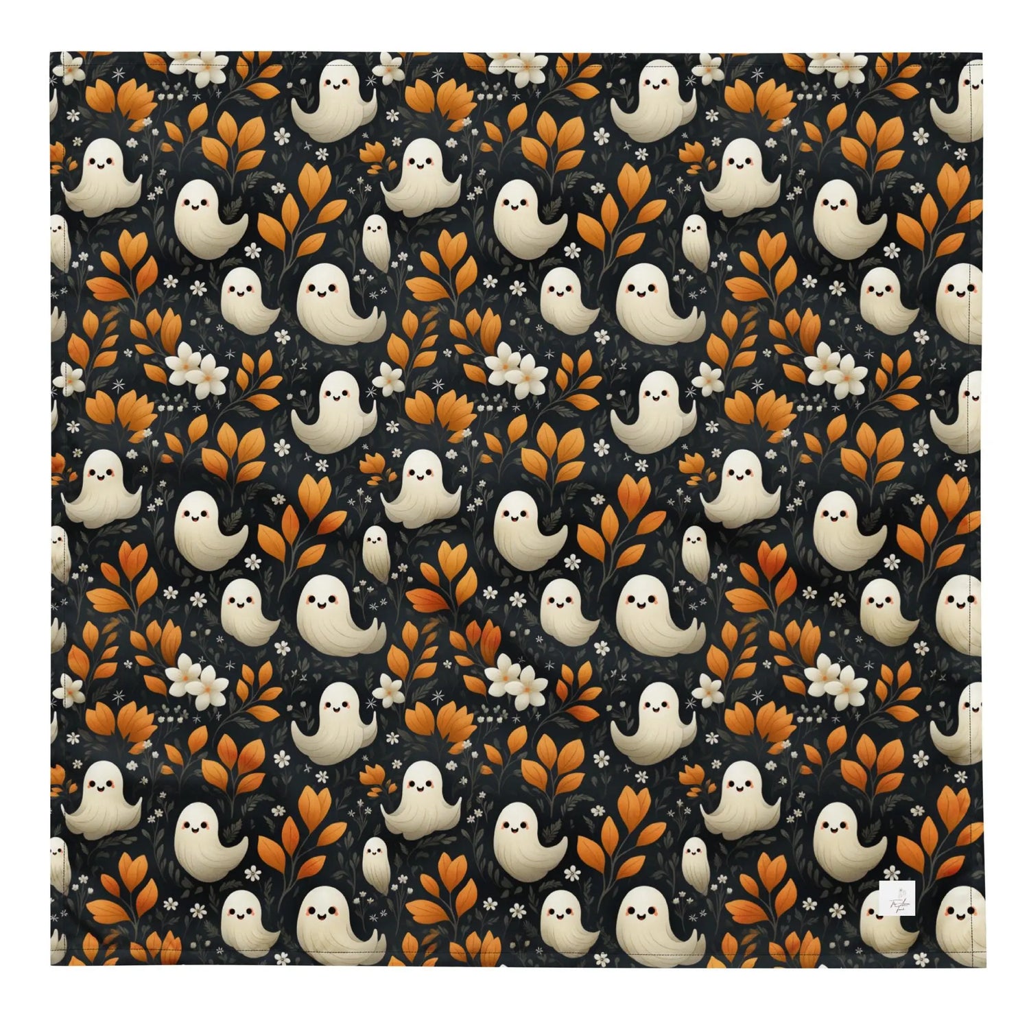 Halloween Pet Bandana all over mini ghosts print stylish casual walk travel designer adorable cat dog human scarf The Aurora Touch