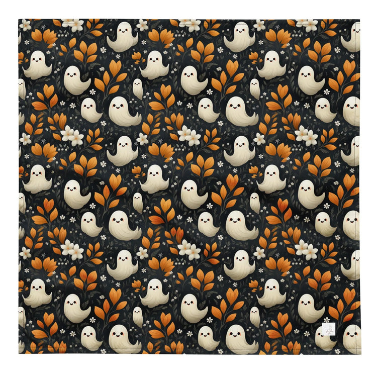 Halloween Pet Bandana all over mini ghosts print stylish casual walk travel designer adorable cat dog human scarf The Aurora Touch