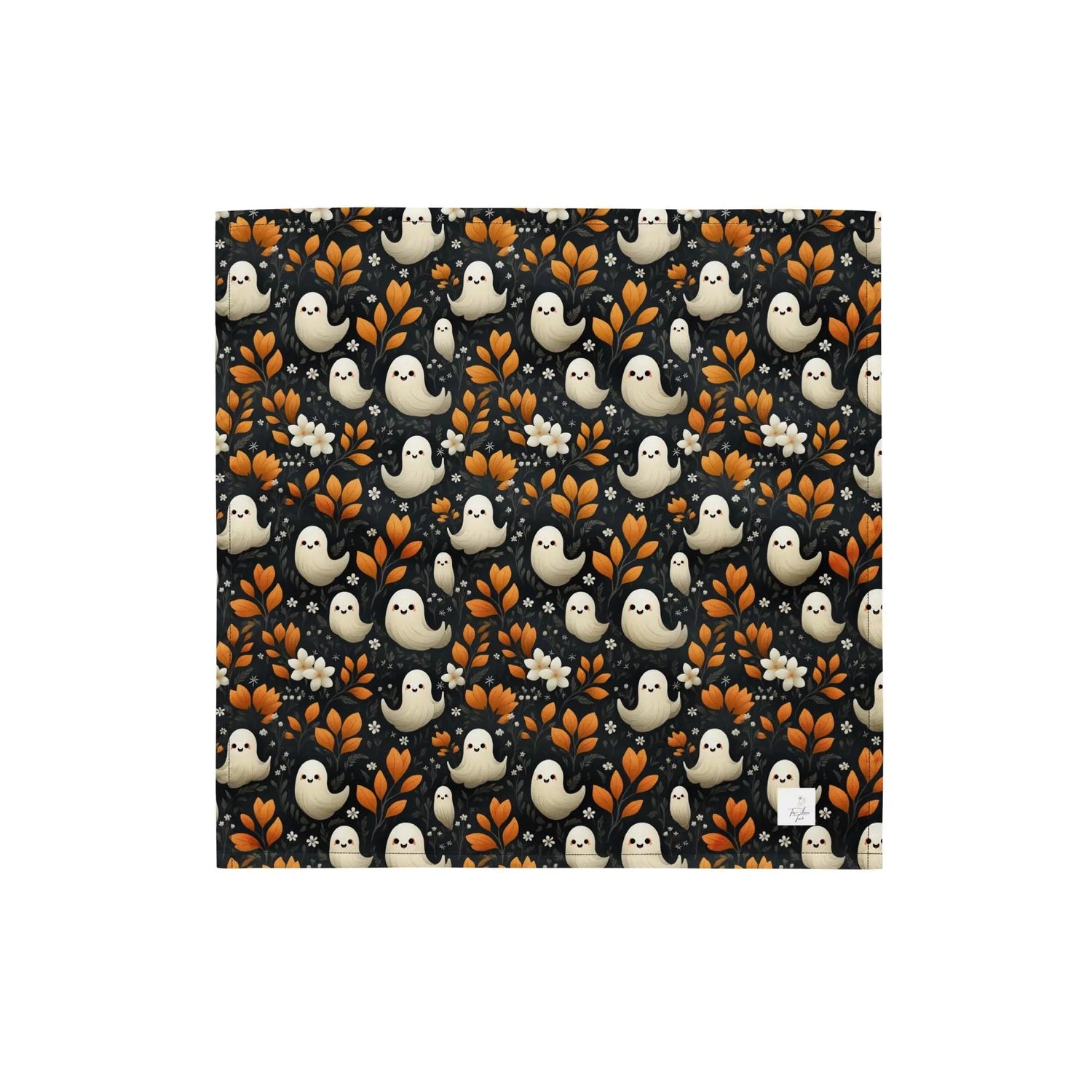 Halloween Pet Bandana all over mini ghosts print stylish casual walk travel designer adorable cat dog human scarf The Aurora Touch