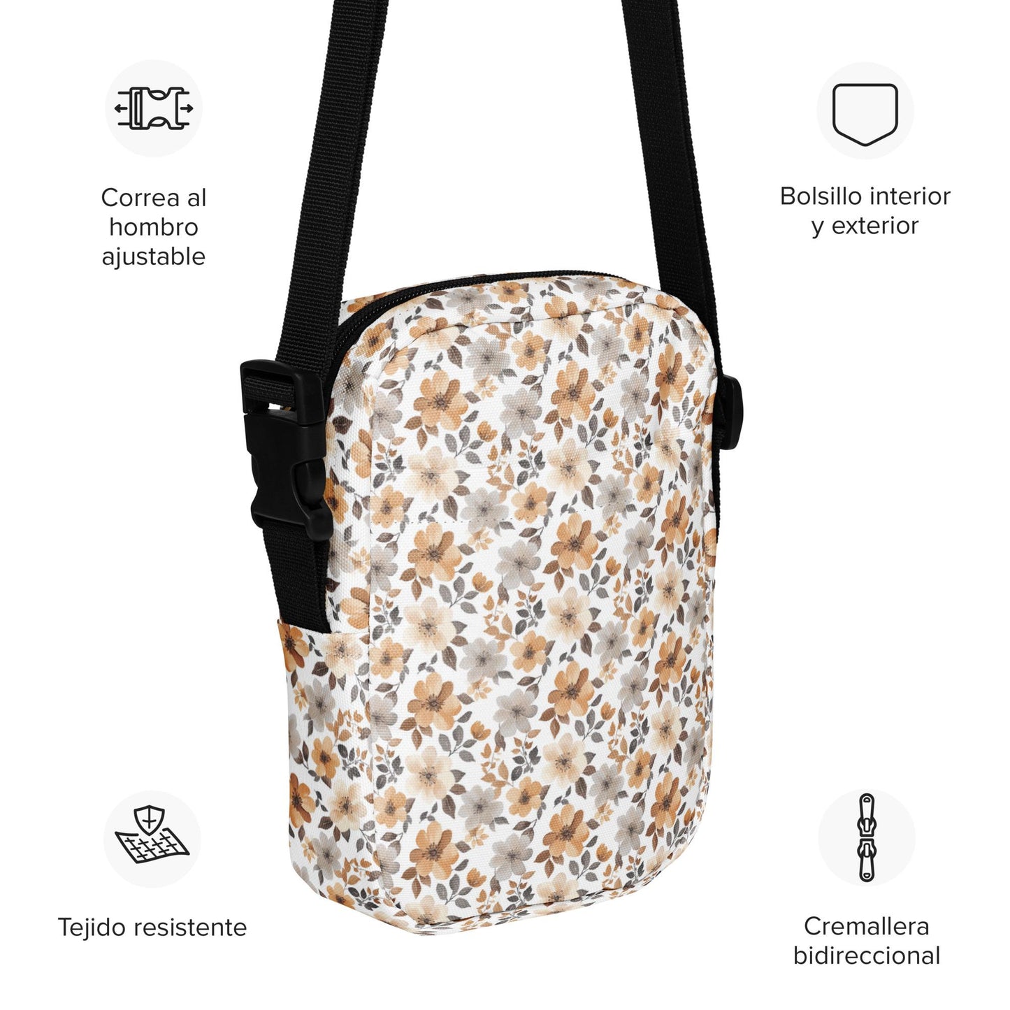 Floral Print Utility Crossbody Bag - Stylish All-Purpose Satchel for Everyday Essentials