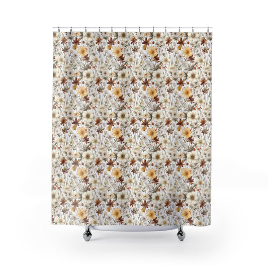 Floral Shower Curtain, Elegant Bathroom Decor, Nature-Inspired Home Accents, Gift for Her, Boho Bathroom