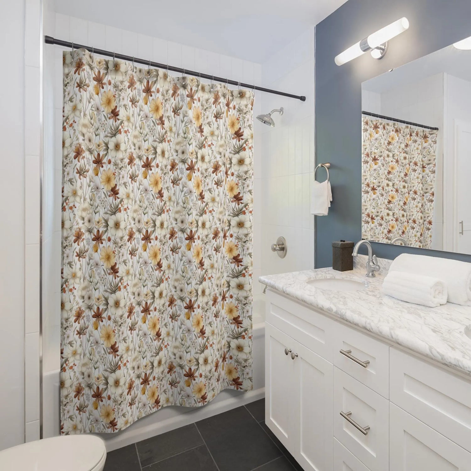 Floral Shower Curtain, Elegant Bathroom Decor, Nature-Inspired Home Accents, Gift for Her, Boho Bathroom The Aurora Touch