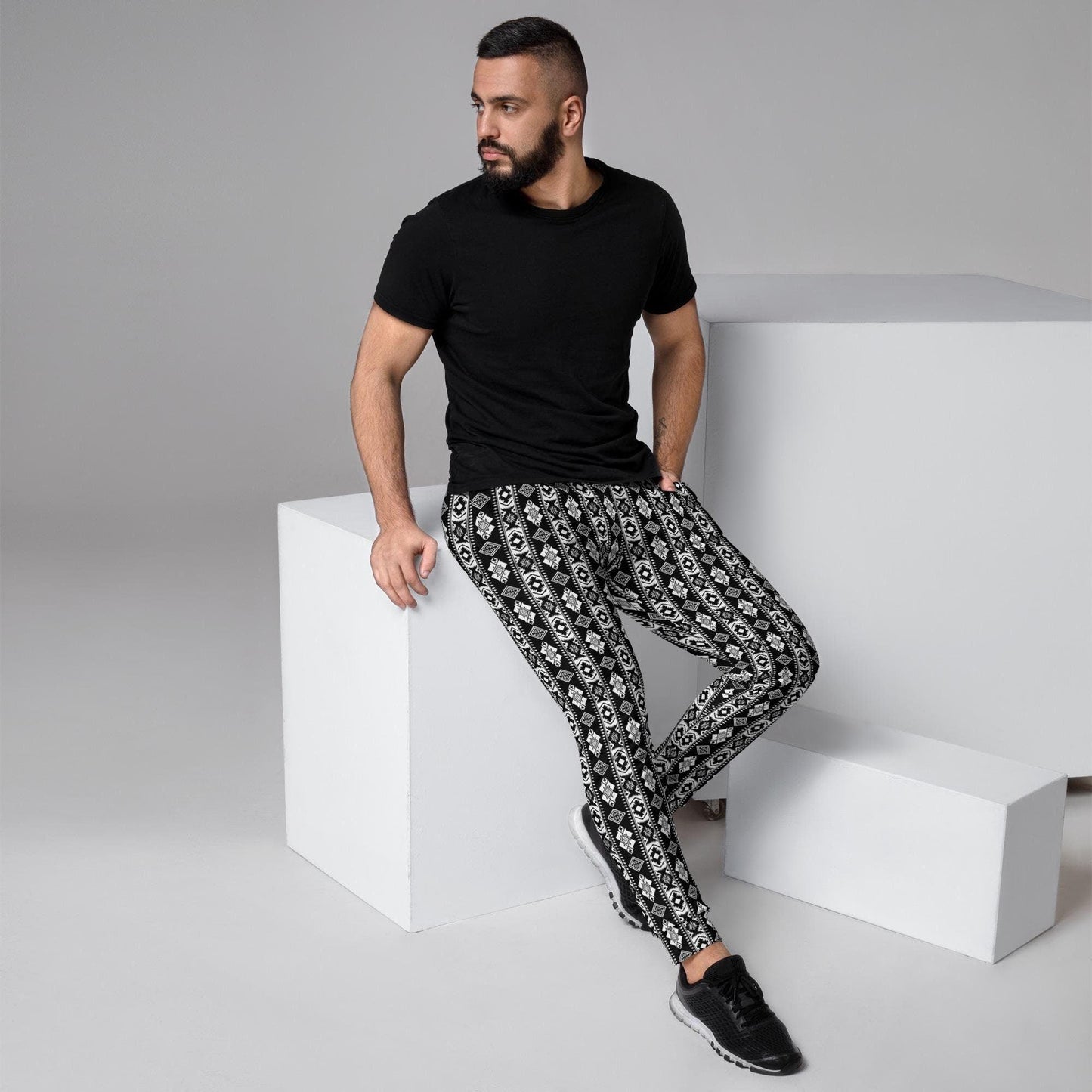 Stylish pattern Men's Joggers all over print casual warm cozy everyday work gym shopping cotton lounging runway designer pants