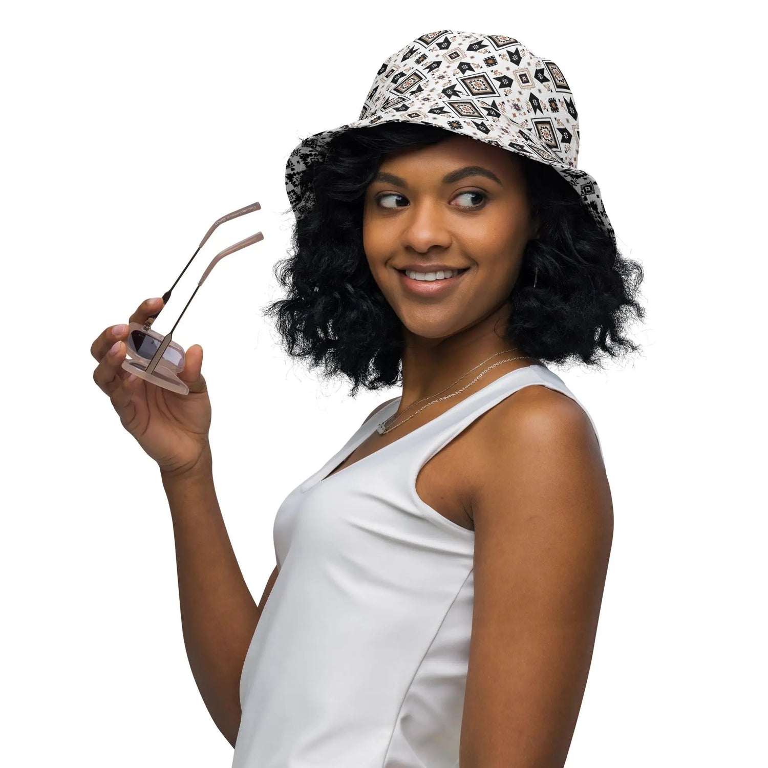 Reversible Bucket Hat | Western Textile Pattern | Casual Streetwear Fashion | Dual Outfit Look The Aurora Touch