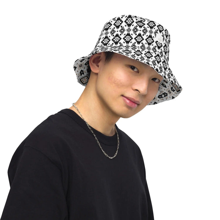 Reversible Bucket Hat | Western Textile Pattern | Casual Streetwear Fashion | Dual Outfit Look The Aurora Touch