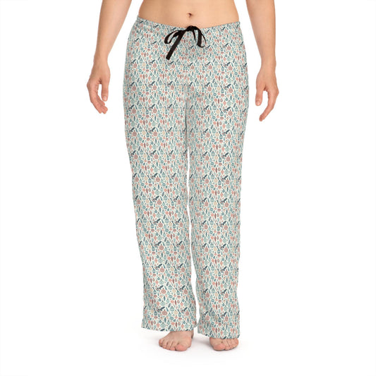 Cozy Floral Women's Pajama Pants, Relaxed Xmas Fit Sleepwear, Loungewear, Birthday Gift, Comfortable Nightwear