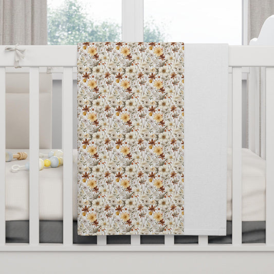 Cozy Floral Fleece Baby Blanket, Soft Floral Baby Blanket, Nursery Decor, Baby Shower Gift, Floral Print Blanket