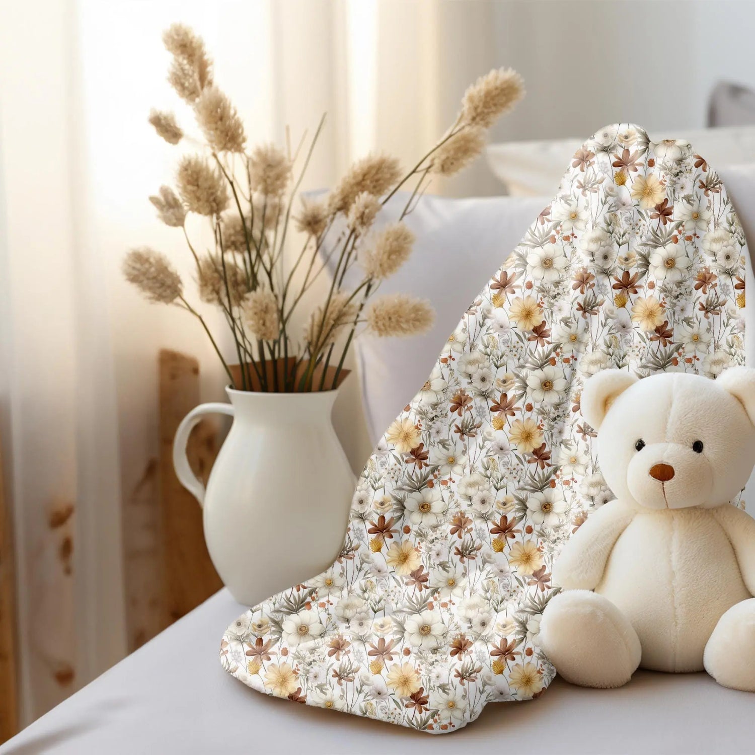 Cozy Floral Fleece Baby Blanket, Soft Floral Baby Blanket, Nursery Decor, Baby Shower Gift, Floral Print Blanket The Aurora Touch