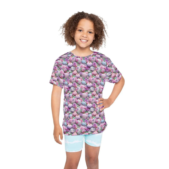 Kids Sports Jersey, Fun Floral Pattern T-Shirt for Young Athletes, Perfect for Birthdays, Sports Events, or Casual Outings The Aurora Touch