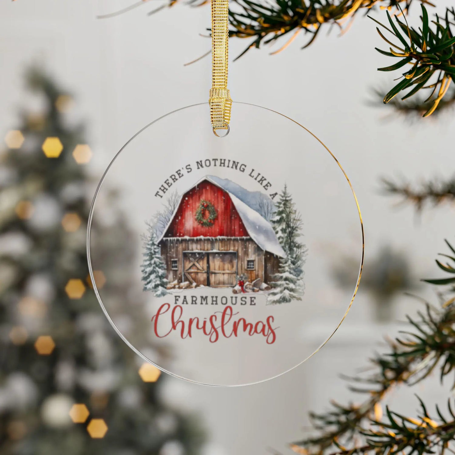 Acrylic Ornaments, Farmhouse Decorations, Tree Ornaments, Xmas ornaments, Country Xmas, Xmas Barn, Holiday Decor, Room Decor - Rustic The Aurora Touch