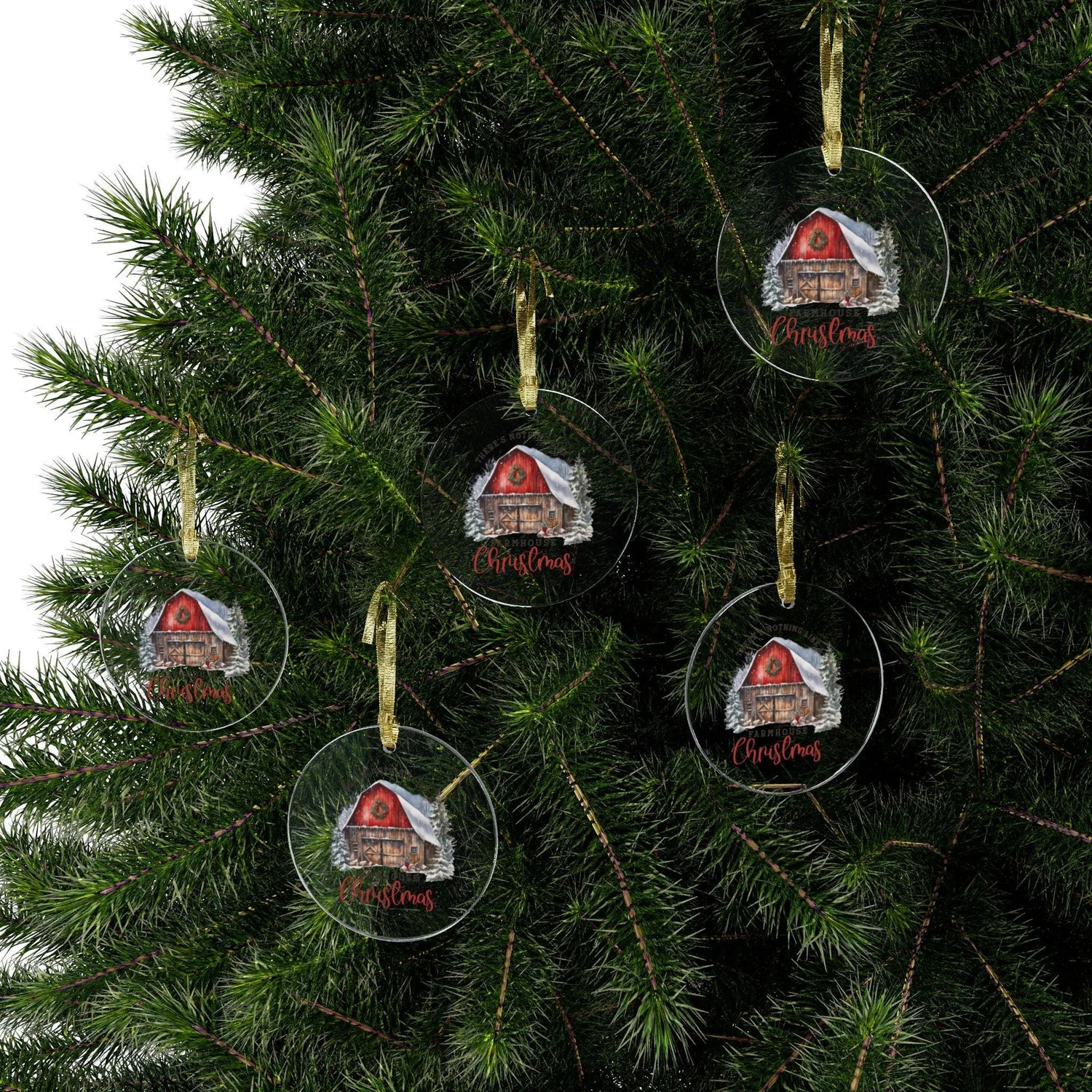Acrylic Ornaments, Farmhouse Decorations, Tree Ornaments, Xmas ornaments, Country Xmas, Xmas Barn, Holiday Decor, Room Decor - Rustic