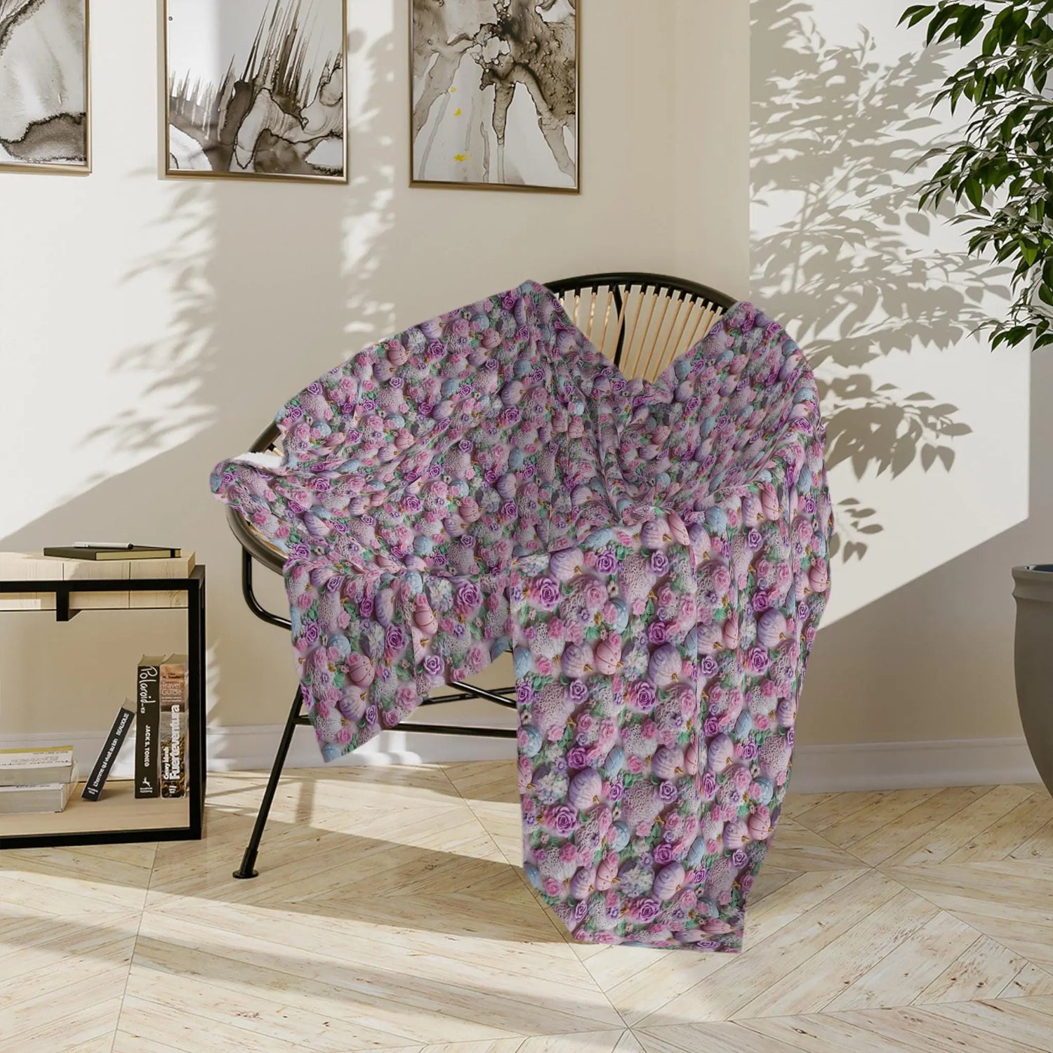 Floral Fall Velveteen Microfiber Blanket | Cozy Gift for Home, Sofa Throw, Bedroom Decor, Mother&