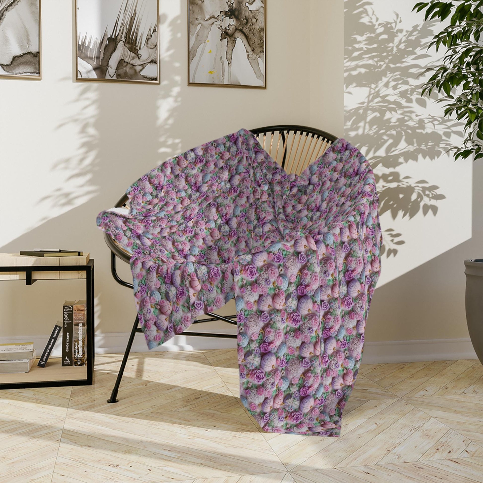 Floral Fall Velveteen Microfiber Blanket | Cozy Gift for Home, Sofa Throw, Bedroom Decor, Mother&#39;s Day, Baby Shower, Thanksgiving