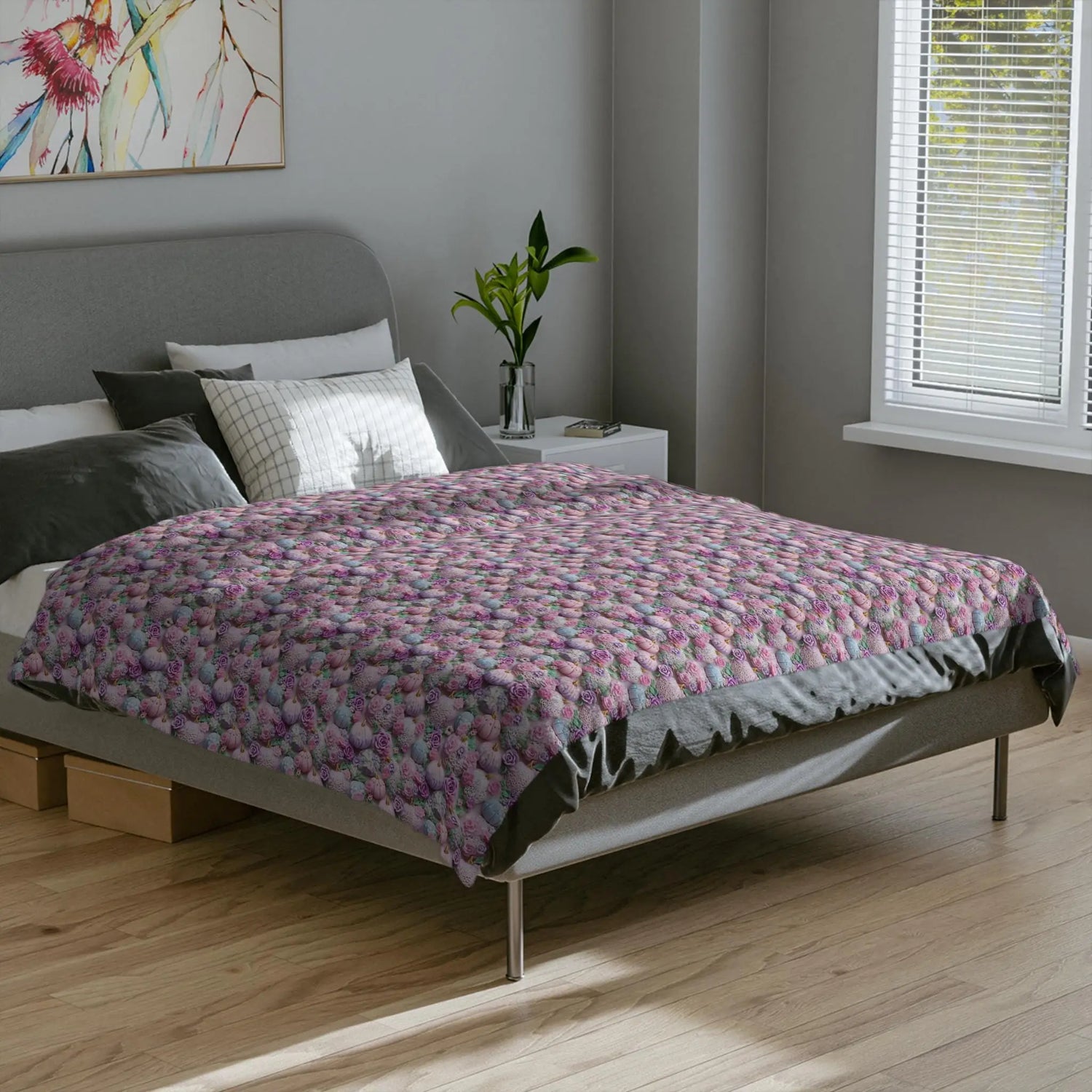 Floral Fall Velveteen Microfiber Blanket | Cozy Gift for Home, Sofa Throw, Bedroom Decor, Mother&