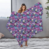 Skull & Floral Velveteen Blanket,  Two- Sided Cozy Throw for Home Decor, Perfect for Halloween, Day of the Dead, Gothic Style, Unique Gift The Aurora Touch