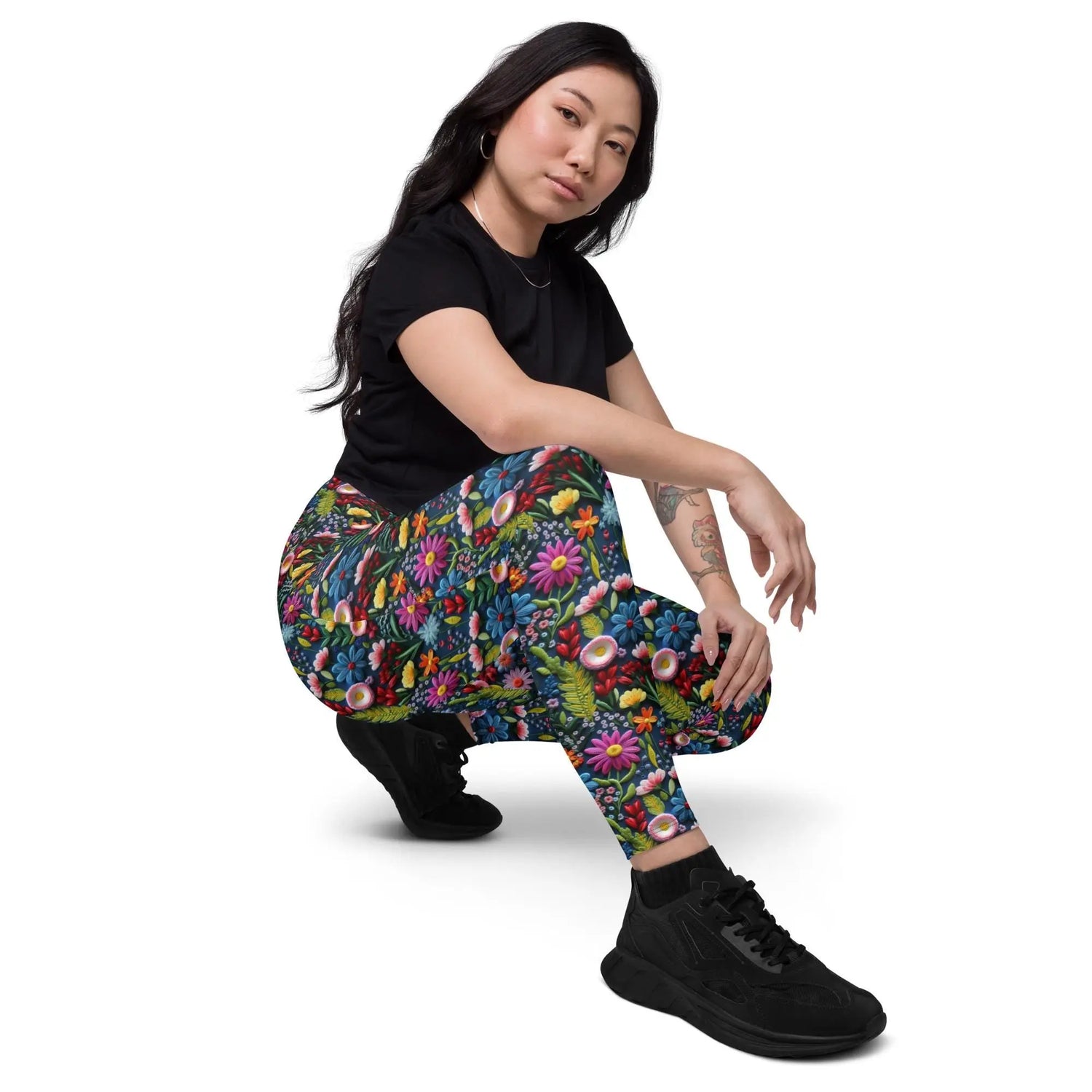 High-Waisted Fall All-Over Print Pocket Leggings | Eco-Friendly Semi-Compression Workout & Casual Wear