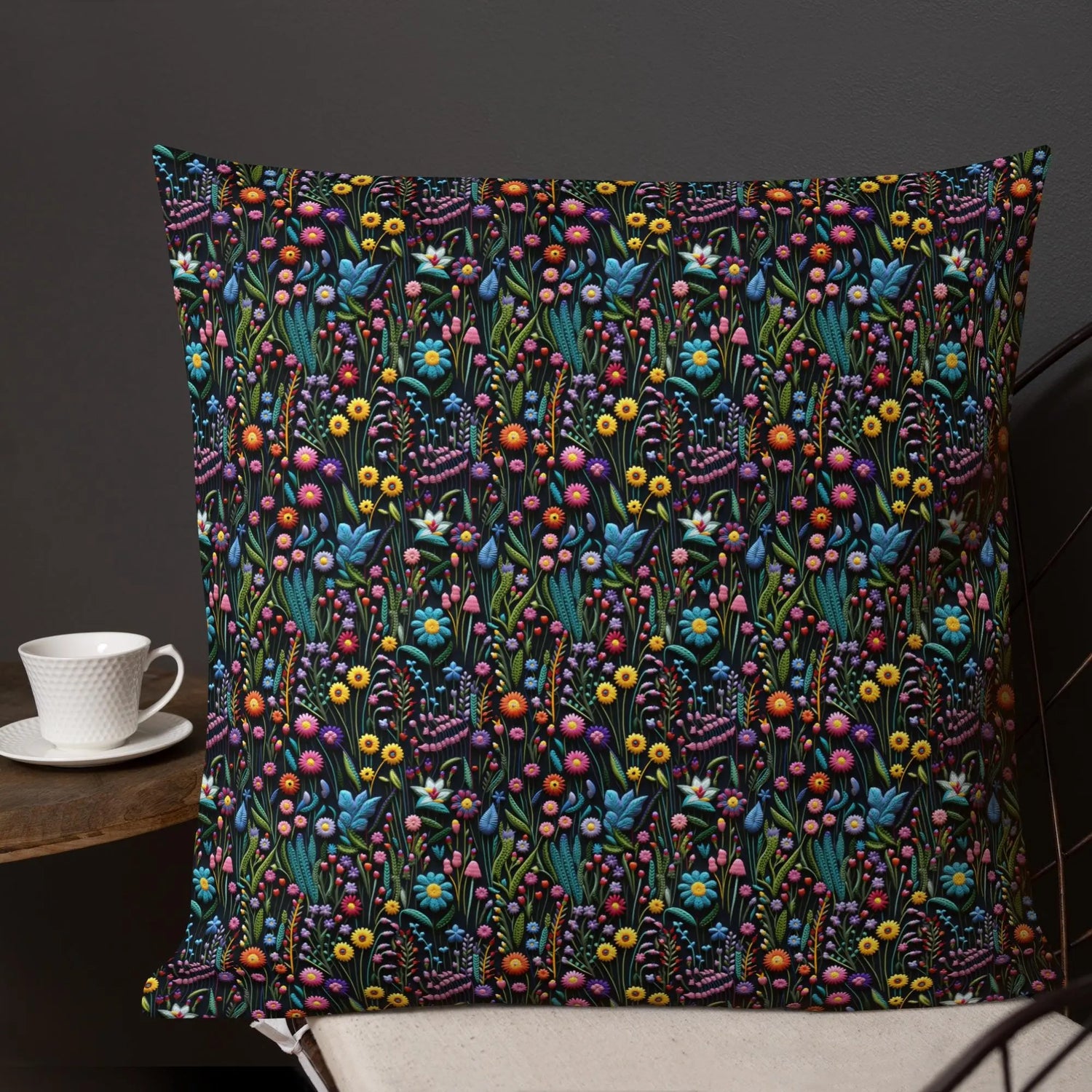 Premium Floral All-Over Print Throw Pillow - Soft Couch & Bed Cushion for Cozy Decor
