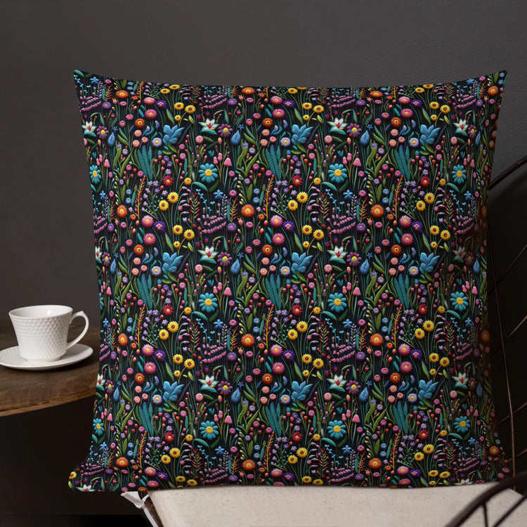 Premium Floral All-Over Print Throw Pillow - Soft Couch & Bed Cushion for Cozy Decor
