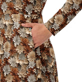 Stunning All-Over Fall Floral Print Midi Dress | Long Sleeve | Autumn Elegance The Aurora Touch