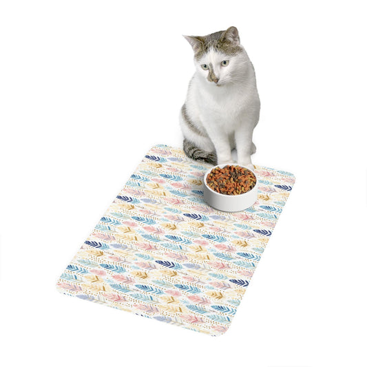Watercolor Floral Pet Food Mat | Cute Dog Cat Feeding Mat, Non-Slip Dog Dish Mat, Pet Accessories, Gift for Pet Lovers