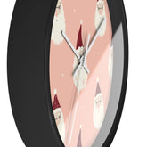 Christmas Wall Clock, Holiday Santa Pattern Clock, Gift for Mom, Xmas Home Decor, All Over Print Wall Art