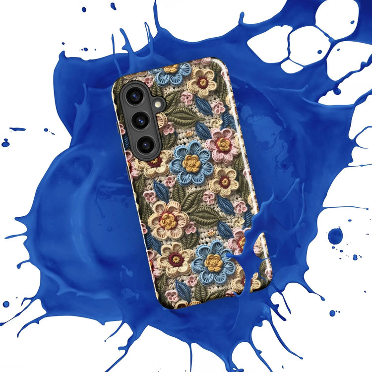 Tough case for Samsung®, floral crotchet AOP pattern design android hard sturdy phone stylish protection cover case for everyday use