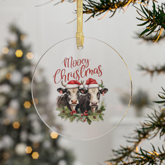 Acrylic Ornaments, Country Xmas Cows Tree Decorations for Living Room, Bundle Holiday Decor, Home Decoration