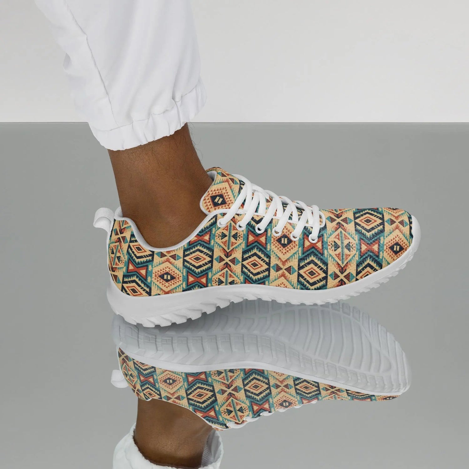 Men’s colorful western pattern athletic shoes all over print stylish comfy walking gym casual wear soft fabric shoe