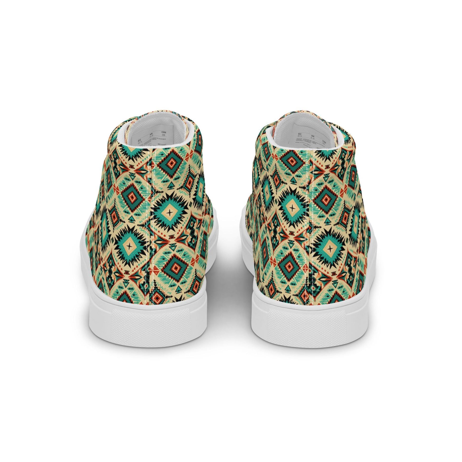 Men’s high top canvas shoes, stylish men&#39;s high top canvas sneakers - western pattern all over design