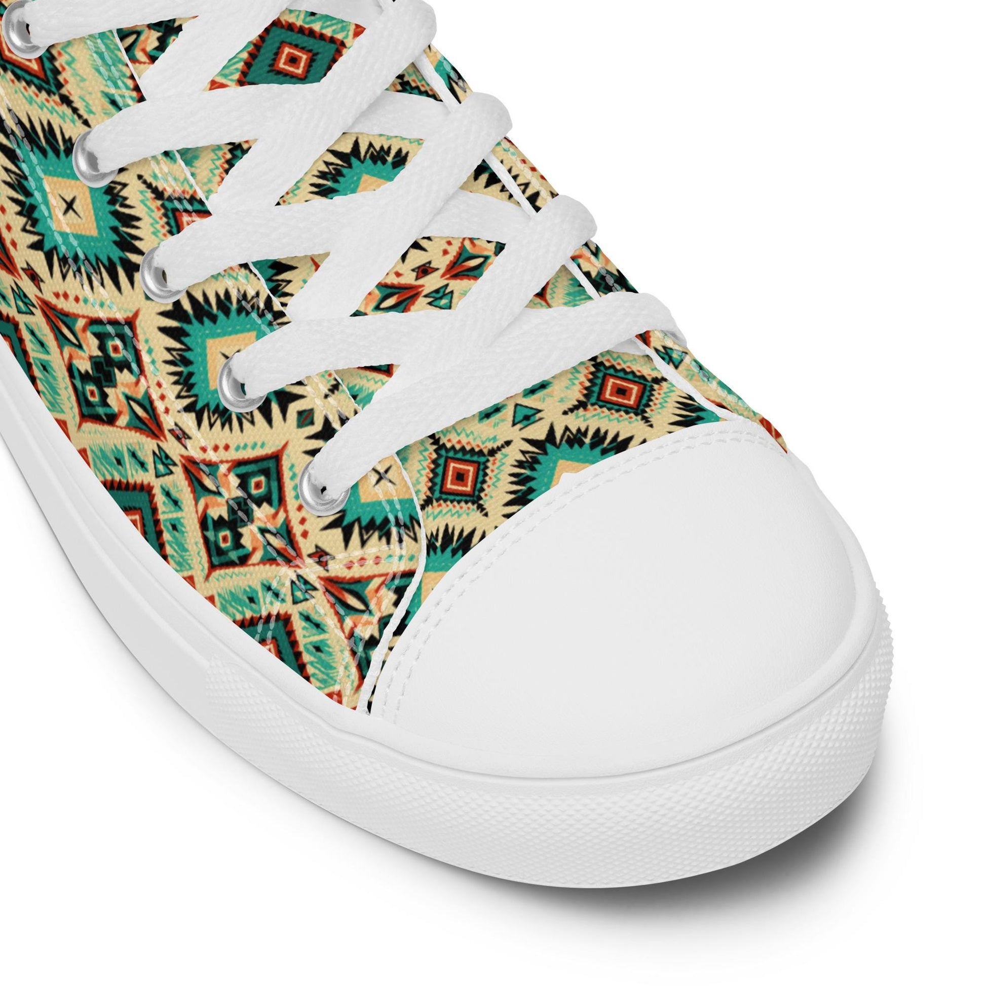 Men’s high top canvas shoes, stylish men&#39;s high top canvas sneakers - western pattern all over design