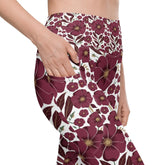 High-Waisted Leggings with Pockets | Recycled Polyester Floral all over Print Pattern Workout Pants | UPF 50+ Compression Yoga Tights The Aurora Touch
