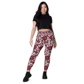 High-Waisted Leggings with Pockets | Recycled Polyester Floral all over Print Pattern Workout Pants | UPF 50+ Compression Yoga Tights The Aurora Touch