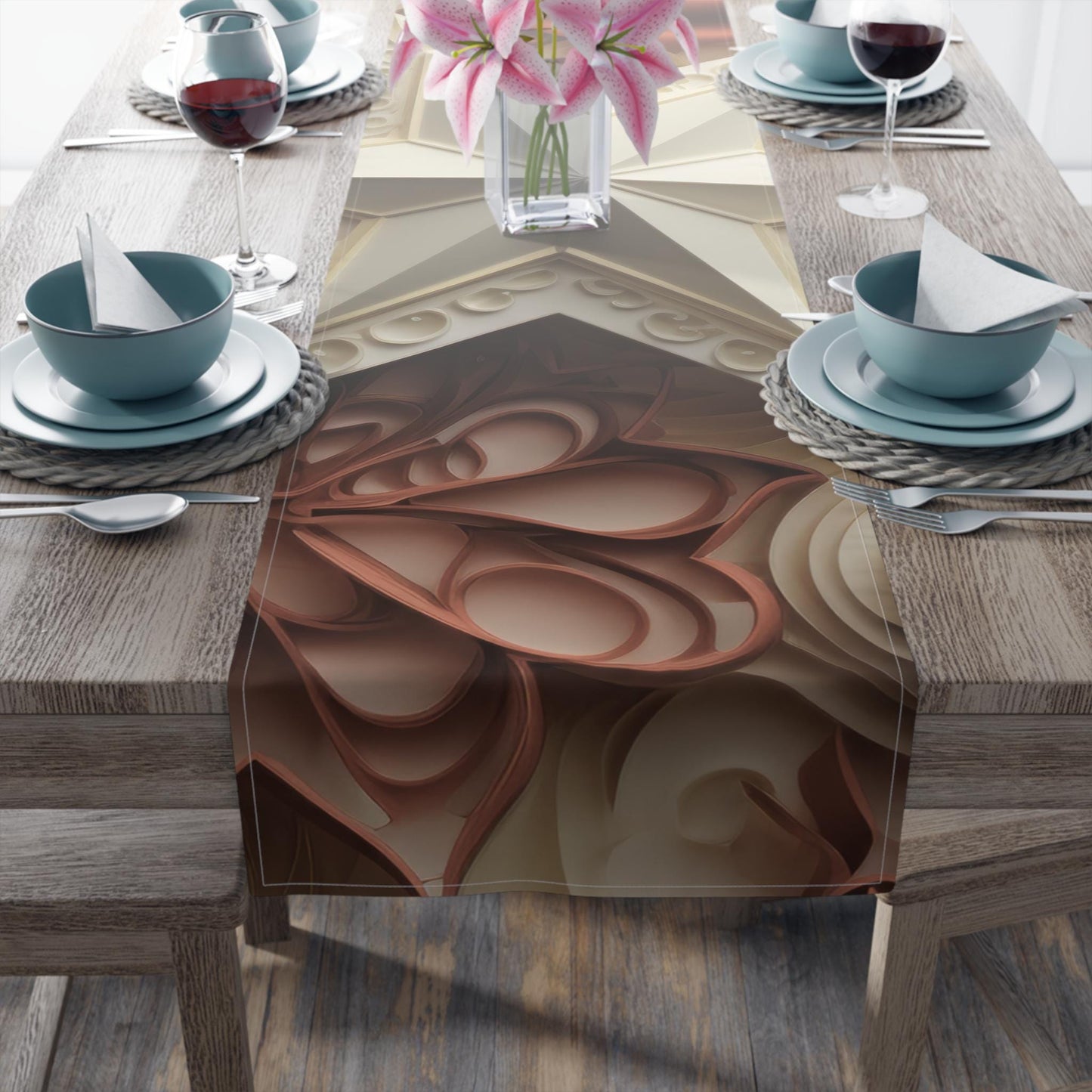 Elegant Holiday Table Runner, Festive Dining Decor, Cotton & Poly Runner, Christmas Table Decoration, Modern Centerpiece