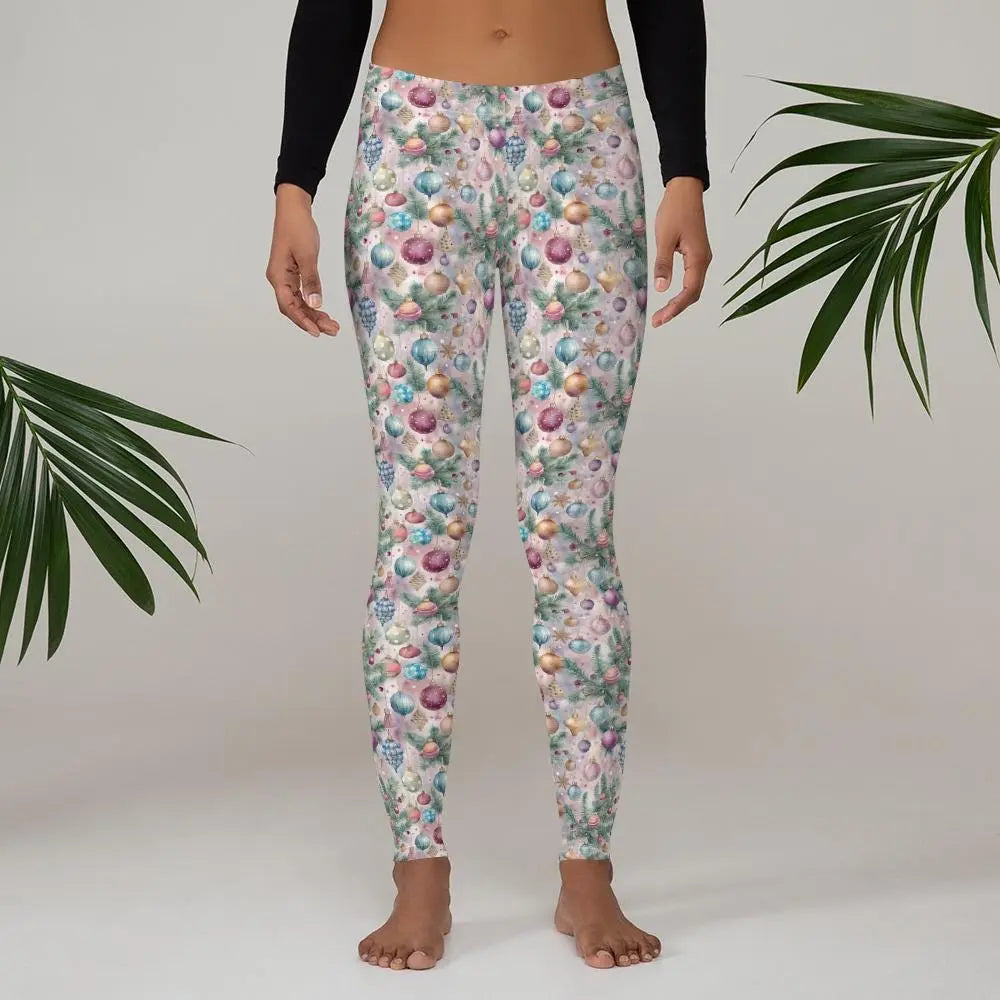 Stylish Microfiber Stretch Leggings – Holiday all over print pattern durable, Comfortable, and UPF 50+ Activewear The Aurora Touch