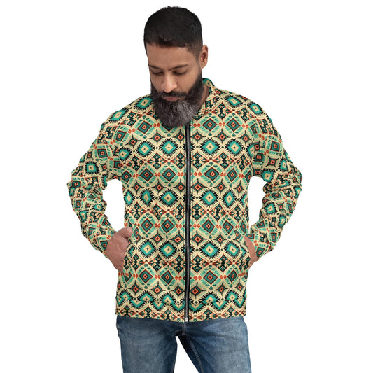 Men's Vibrant All-Over Print Unisex Bomber Jacket – Stylish, Relaxed Fit with Brushed Fleece Lining