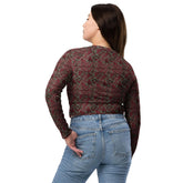 Eco-Friendly Long-Sleeve Crop Top – Recycled Fabric, UPF 50+ Sports, jean casual dinner everyday all over pattern print sexy top