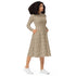 All-over print long sleeve midi dress, pretty floral crotchet print dinner party business event versatile stylish conservative dress The Aurora Touch